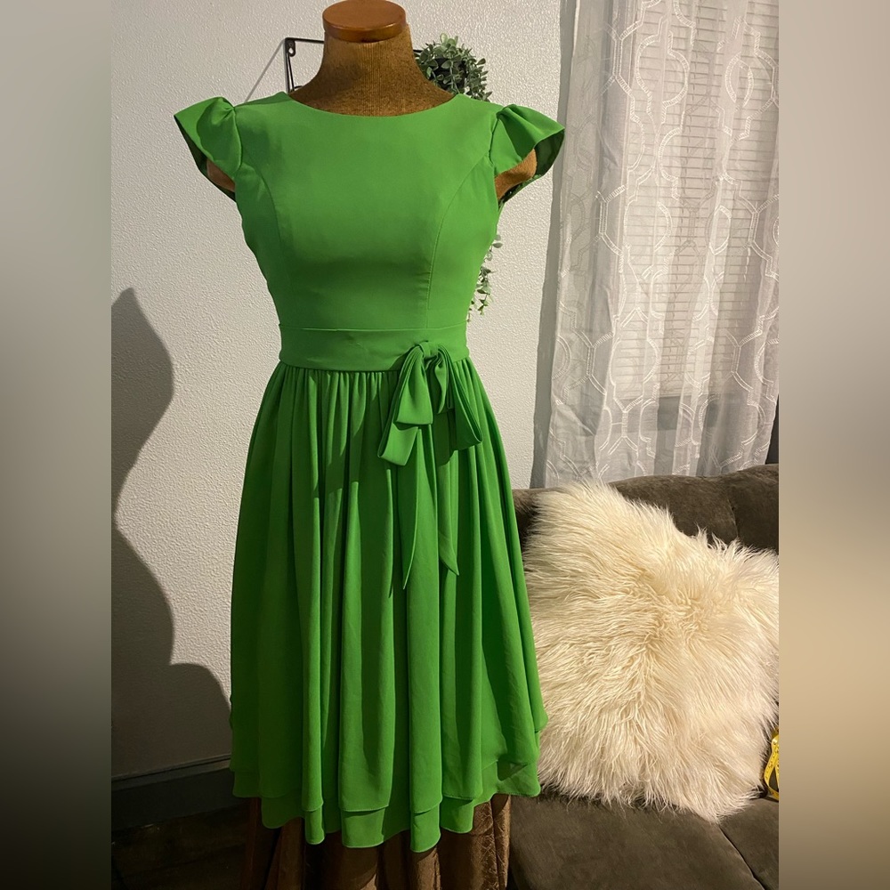 Azazie Green Chiffon Dress